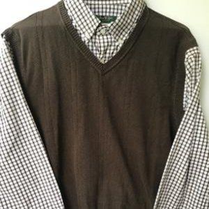 David Taylor Men Sweater Vest Shirt Combo XL Brown